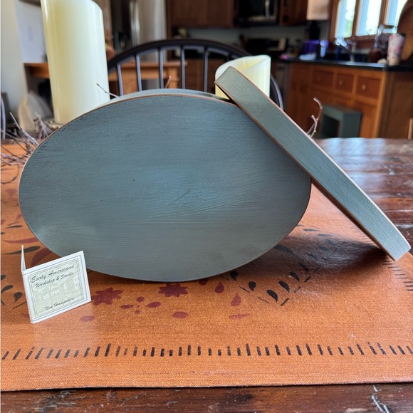 Blue Gray Shaker Bentwood Oval Pantry Box #6 - Picture 4 of 5